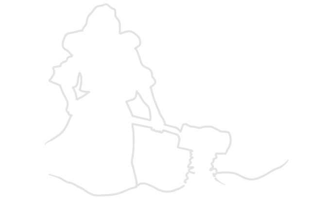 A lineart silhouette of a person in a hooded robe shovelling something.